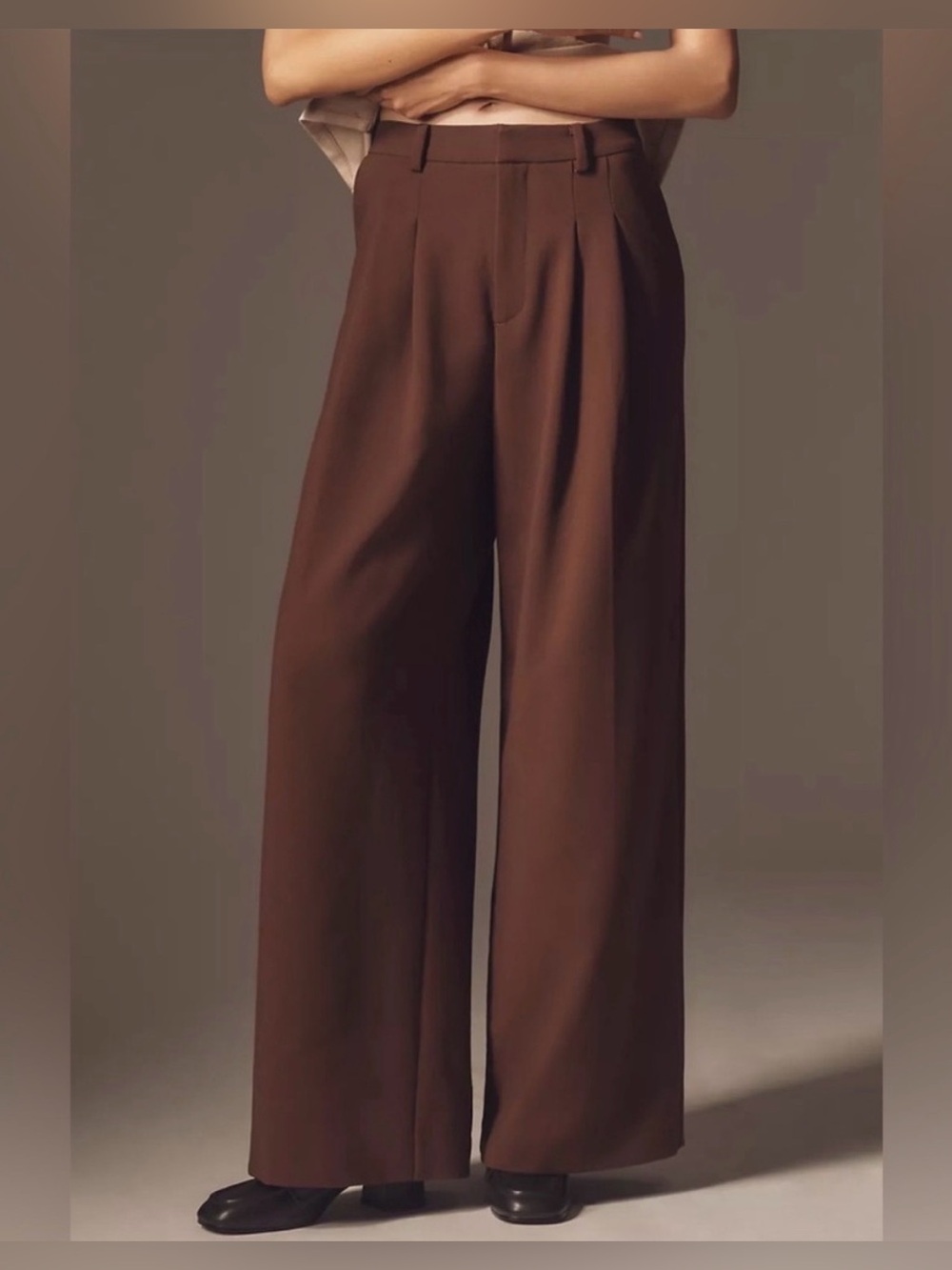 Maeve Avery Wide-Leg Pleated Trousers